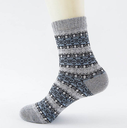 Winter Warm Stripe Wool Socks – 5 Pairs Thick Casual Business Socks for Men