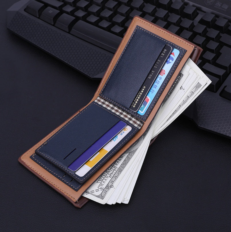 Embossed PU Leather Wallet – Multi-Card Short Wallet with Zipper & Passport Holder
