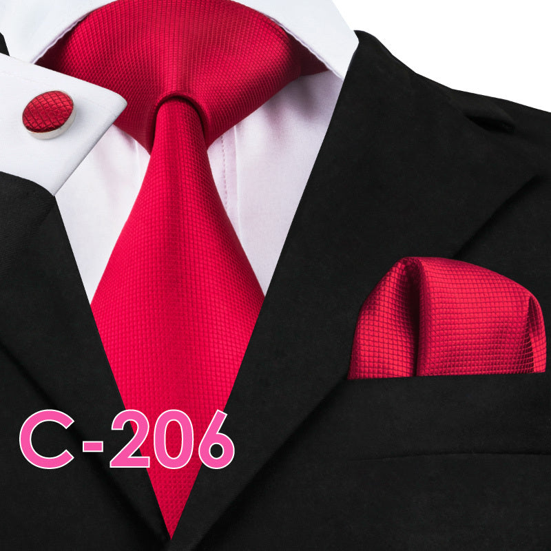 Men’s Solid Color Ribbed Collar Tie – Jacquard Woven Silk Floral Necktie with Wool Lining