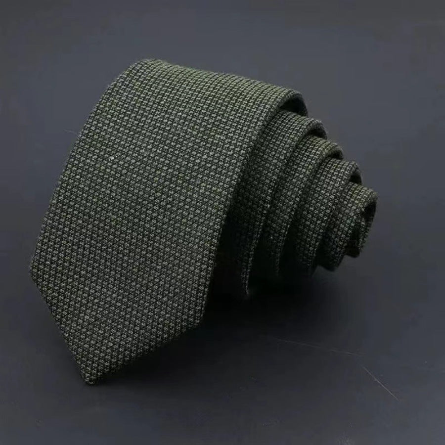 Men’s Business Fashion Tie – Thickened Sanded Fabric Striped & Solid Color Necktie