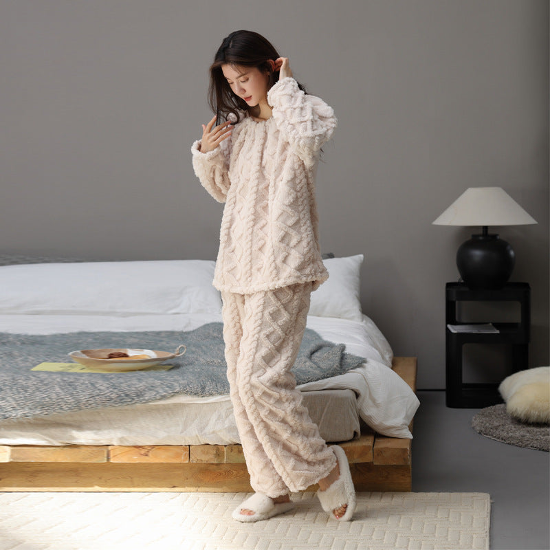 Women's Warm Winter Loungewear Set – Pullover Top & Trousers (M–XXL)