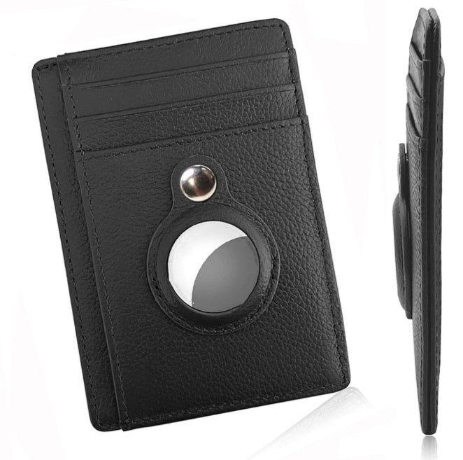AirTag Wallet for Men – Anti-Theft RFID Slim Leather Card Holder with Money Clip & Apple AirTag Pocket