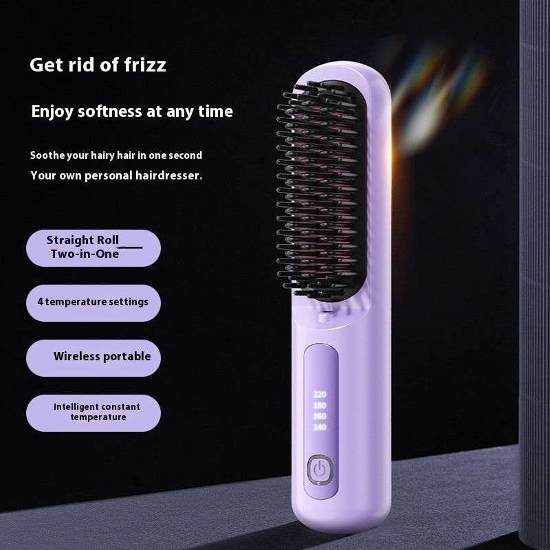 Wireless Anion Portable Straight Comb – Safe Hair Straightener Brush with USB Charging