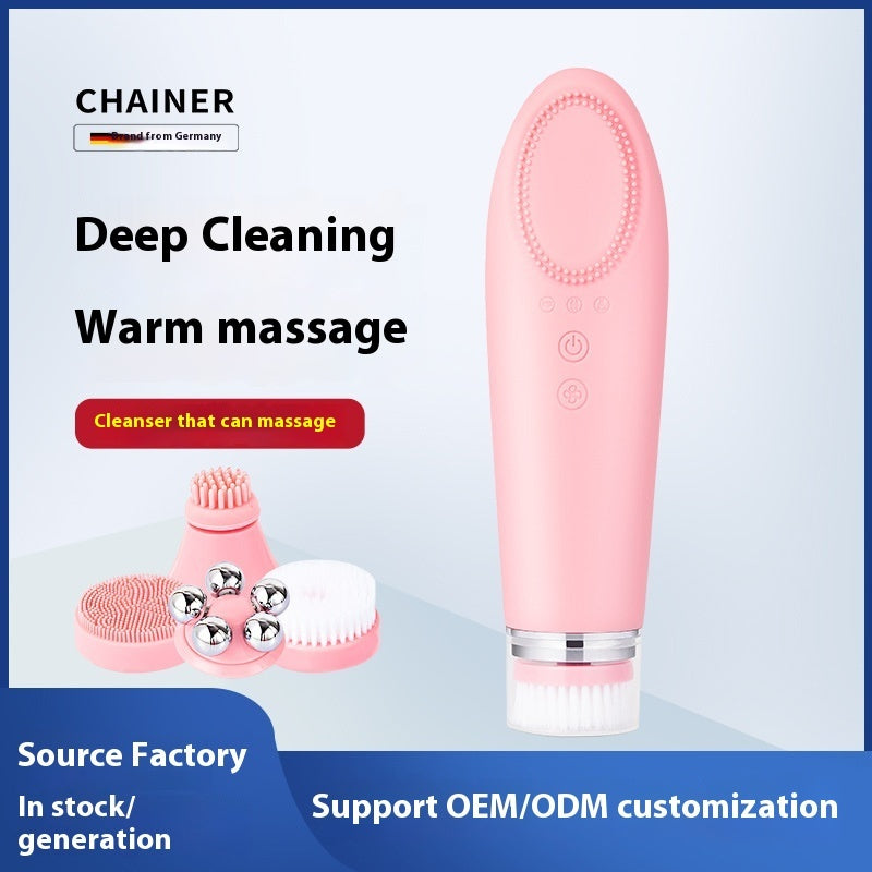 Warm Sensation Electric Facial Cleanser – Ultrasonic Pore Cleaning & Skin Care Brush