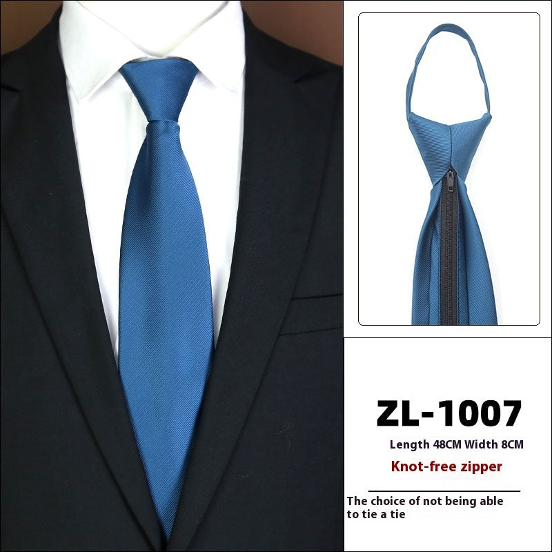 Men’s Formal Business Zipper Tie – Striped Jacquard Knot-Free Necktie