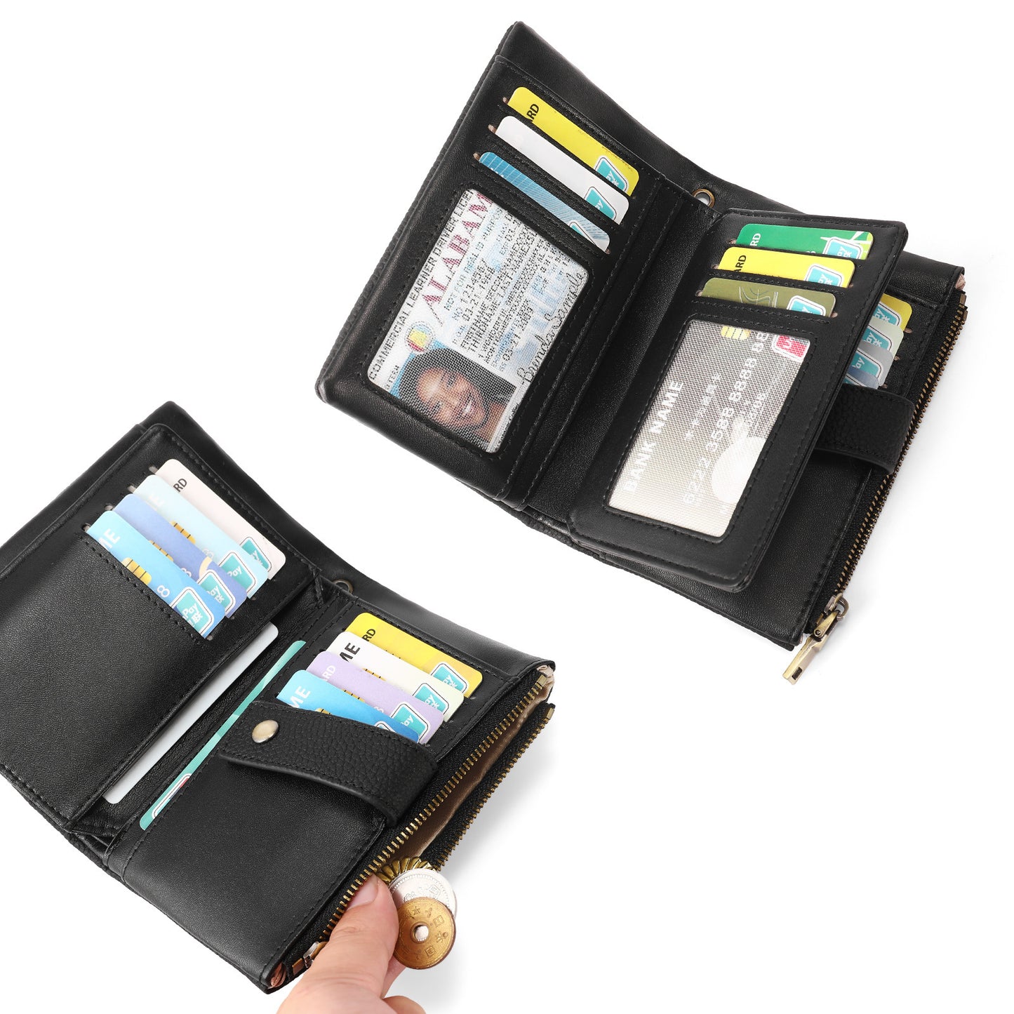 Women's Genuine Leather Wallet – Zipper Clutch Anti-theft Card Swiping Coin Purse