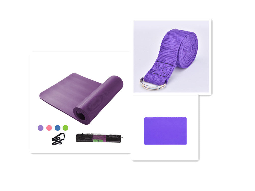 Meditation Quiet Indoor Exercise Mat – NBR 10mm Thick Yoga Set with Strap & Accessories