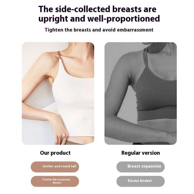 Summer Yoga Bra with Chest Pad – Fitness Vest Top with Fixed Straps & 3/4 Cup Support