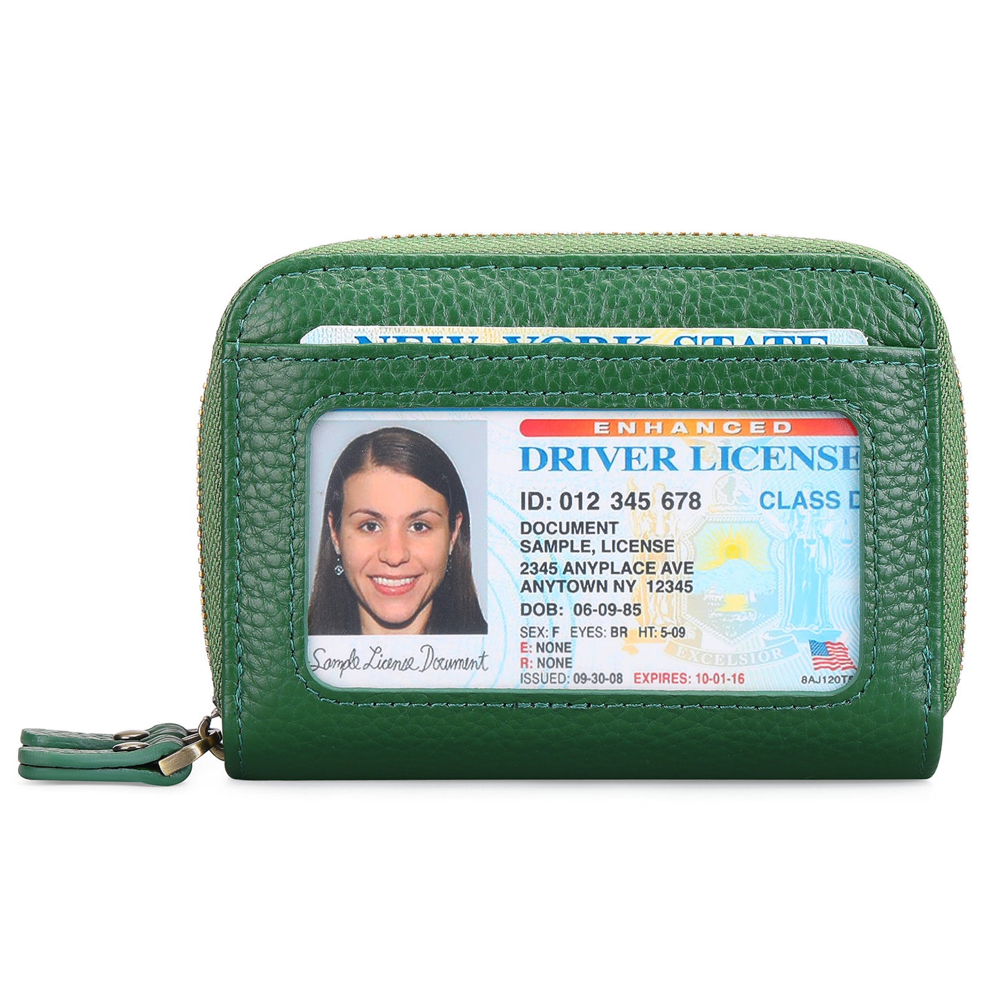 First Cowhide Double Layer Zipper Expanding Card Holder – Genuine Leather Anti-Theft Wallet with Gift Box