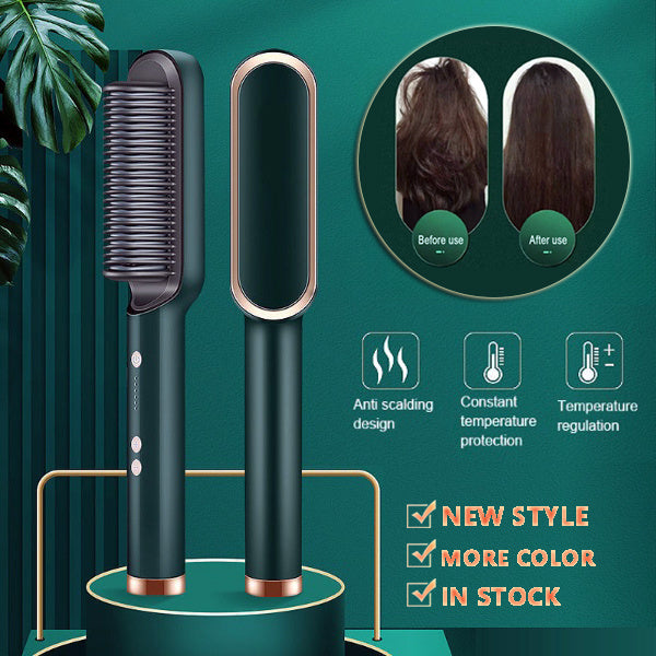 2-In-1 Hair Straightener Hot Comb – Negative Ion Curling Tong & Dual-Purpose Electric Hair Brush