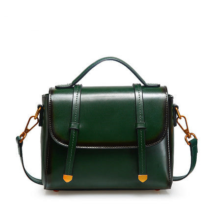 Women’s Genuine Leather Handbag – Retro Cowhide Shoulder Bag Small Square Crossbody