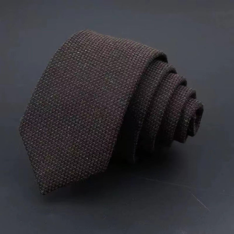 Men’s Business Fashion Tie – Thickened Sanded Fabric Striped & Solid Color Necktie