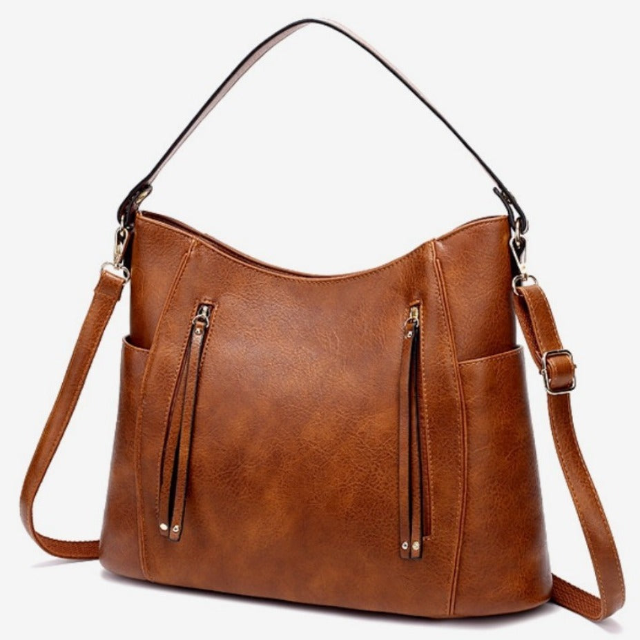 Luxury Women’s Leather Handbag – Large Capacity Messenger Bag, Vintage PU Shoulder Tote with Tassel Design