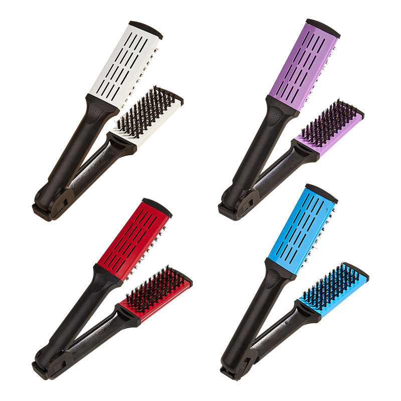 Pull Straight Hair Clip Plate | V-Shape Comb Mane Straightener & Curler