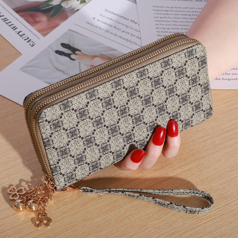 Women’s Double Zip Large Capacity Wallet – PU Leather Casual Handheld Purse