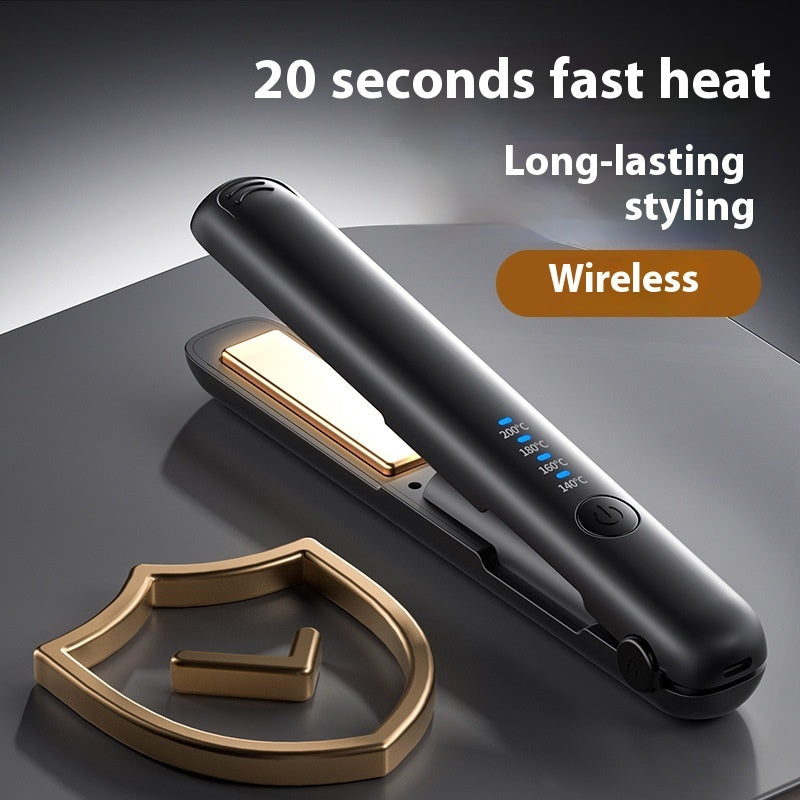 Wireless Hair Straightener & Curler | Dual-Use Charging Portable Styling Tool