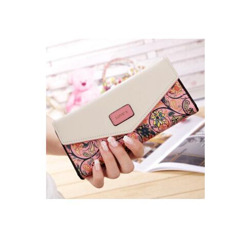 BIRDS Women’s Wallet – PU Leather Embroidered Flower Design, Korean Style Mid-Length Clutch