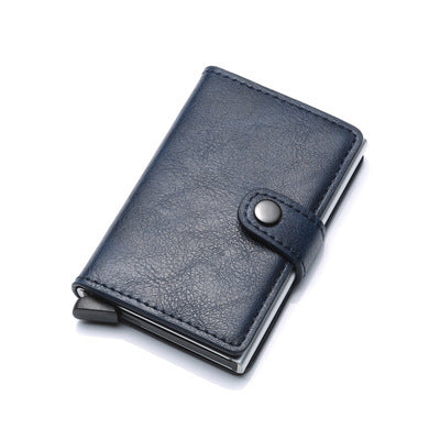 RFID Anti-Theft Vintage Wallet – PU Leather Card Holder with Aluminum Case & Pop-Up Design