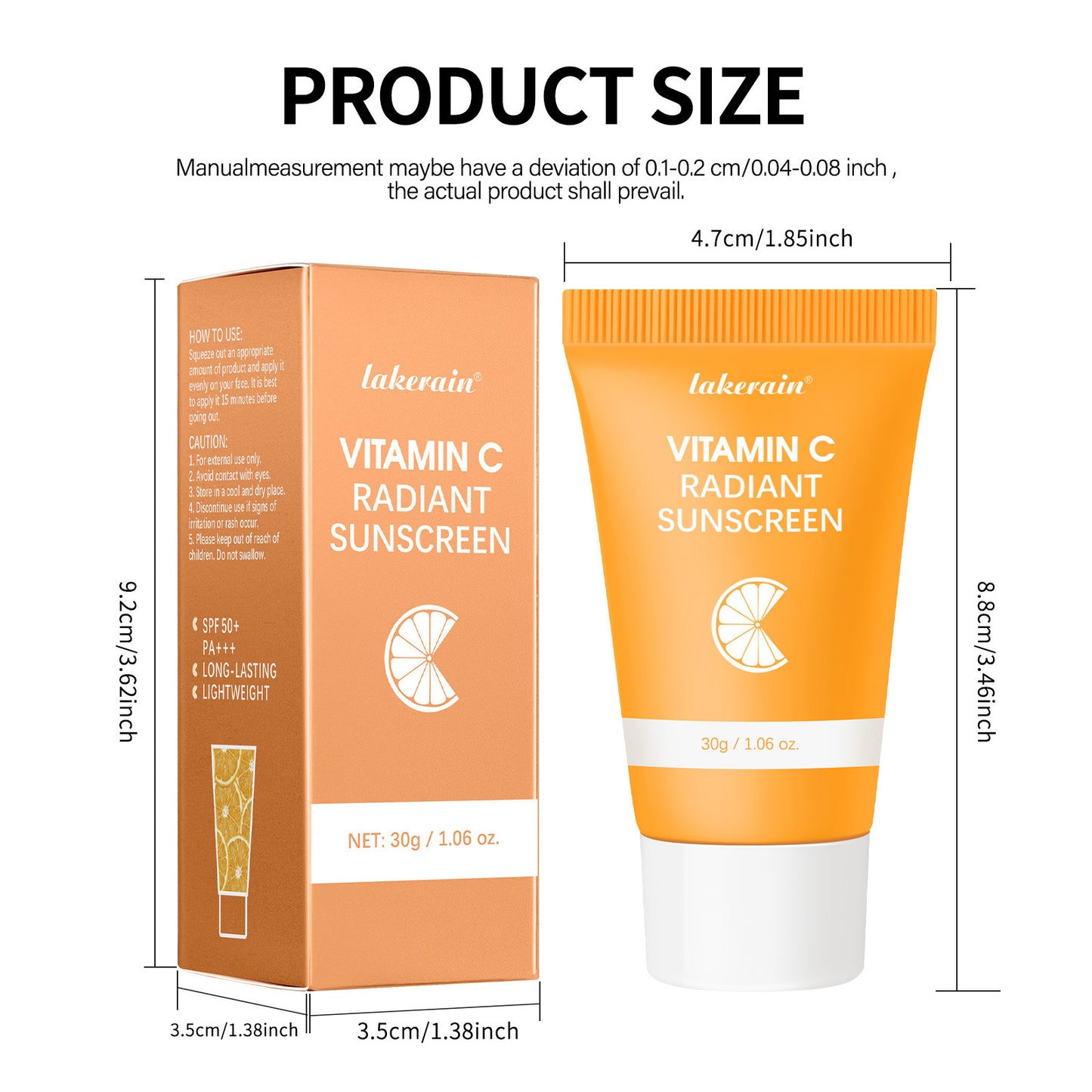 Lakerain Vitamin C Anti-UV Sunscreen Cream – Brightening & Moisturizing Face Moisturizer | Daily SPF Protection