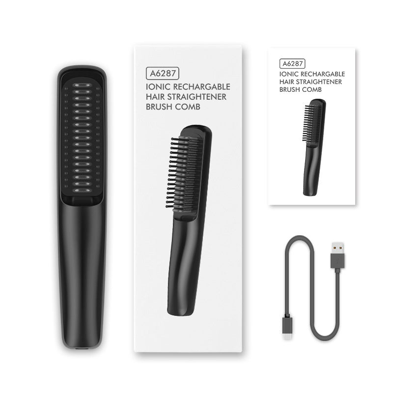 Wireless Charging Anion Straight Comb – USB Rechargeable Hair Straightener & Curler Brush