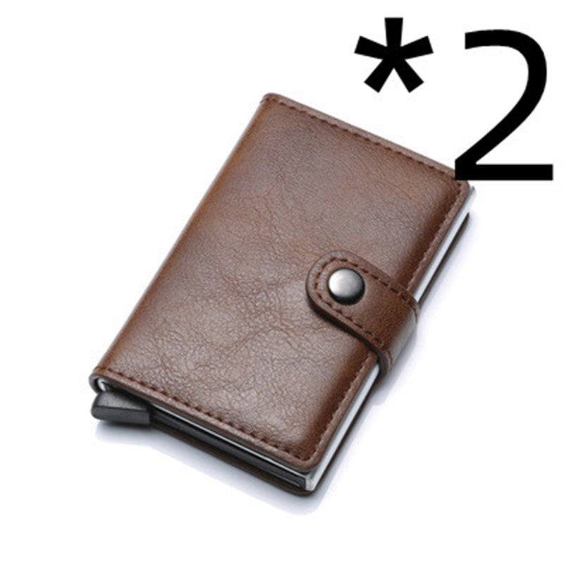 RFID Anti-Theft Vintage Wallet – PU Leather Card Holder with Aluminum Case & Pop-Up Design