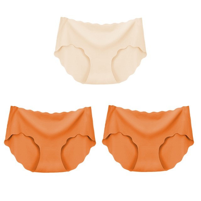 3Pcs Women’s High-Waist Seamless Silk Panties – Soft Breathable Lingerie Set