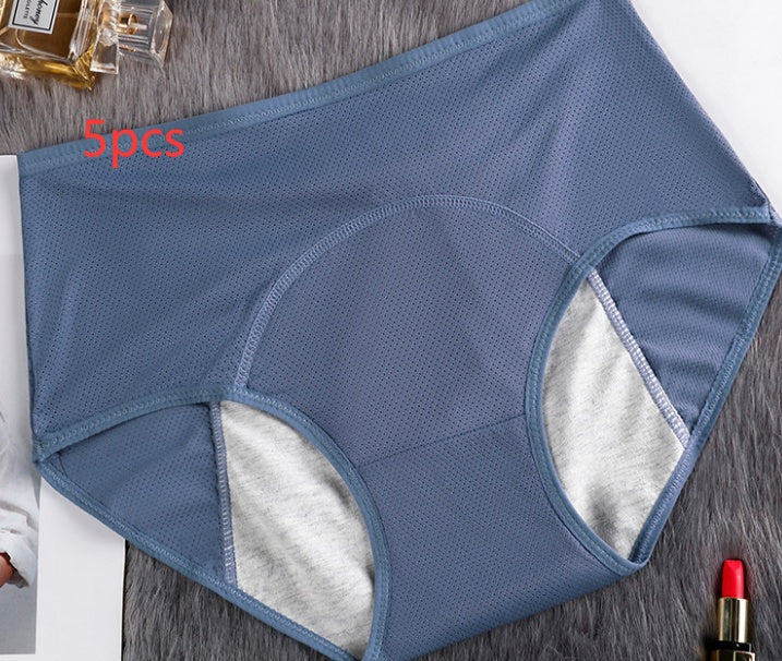5PCS Women’s Menstrual Underwear – Leak-Proof Absorbent Period Panties, Nylon Comfort Mid-Rise
