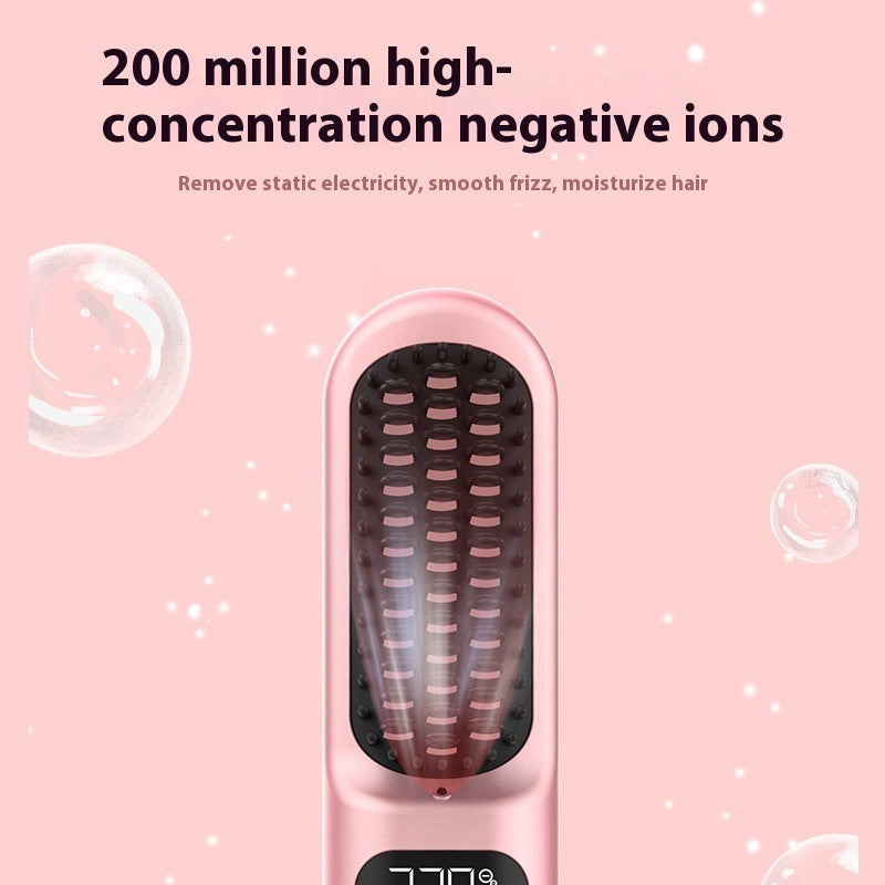 Portable Anion Straight Comb – Wireless Negative Ion Hair Straightener Brush for Students & Office Workers