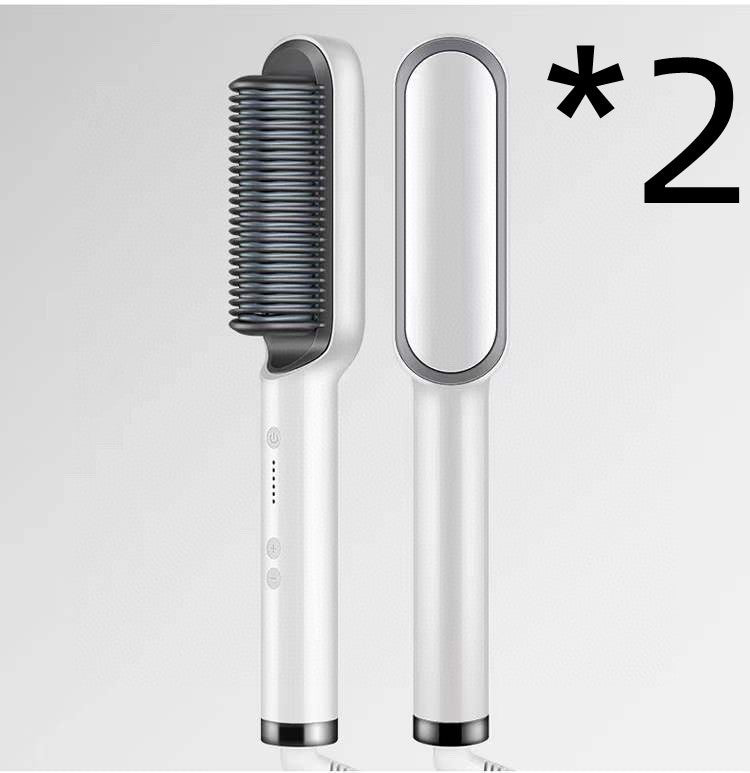 2-In-1 Hair Straightener Hot Comb – Negative Ion Curling Tong & Dual-Purpose Electric Hair Brush