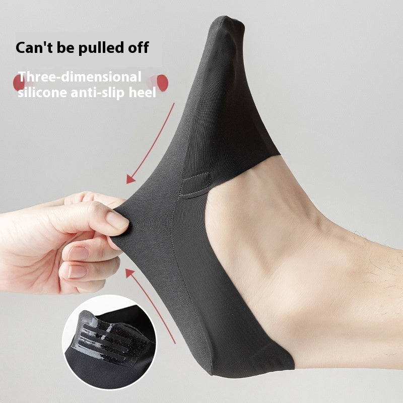 Men’s Invisible Low Cut Socks – Seamless Ice Silk Cotton Non-Slip Breathable
