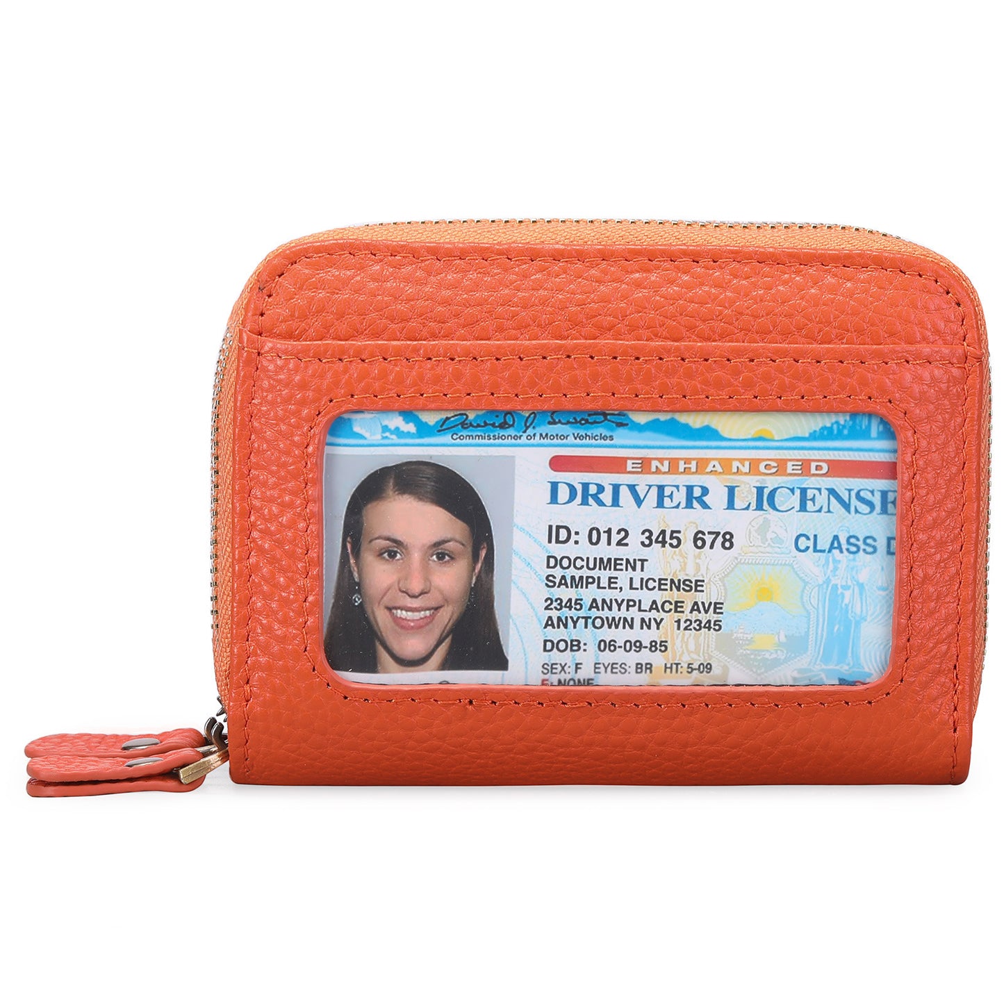 First Cowhide Double Layer Zipper Expanding Card Holder – Genuine Leather Anti-Theft Wallet with Gift Box