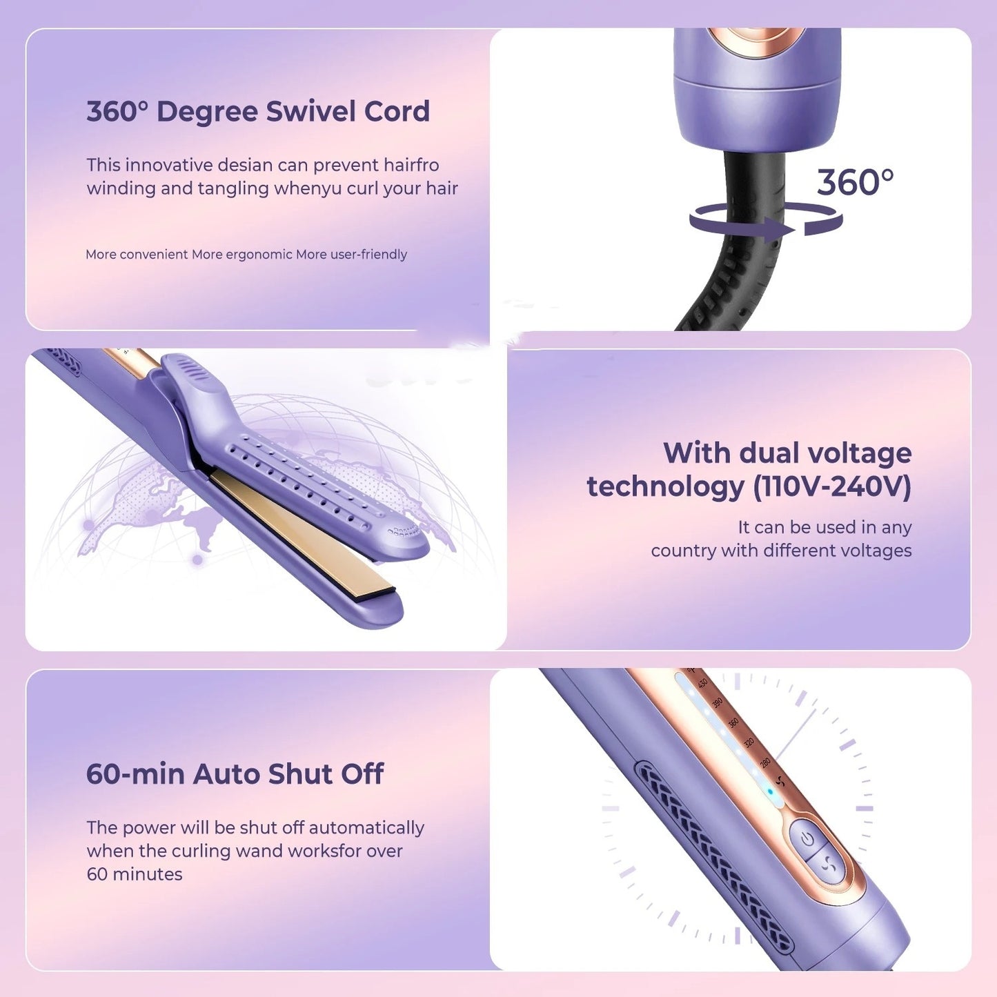 Home Hair Curling & Straightening Device – Dual-Use Electric Hair Straightener with Cold Air Function