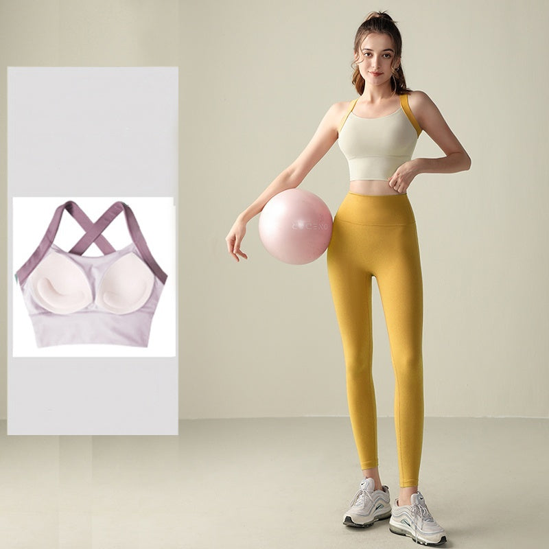 Training Shockproof Sports Bra – Women’s Fixed Cup High Support Workout Top