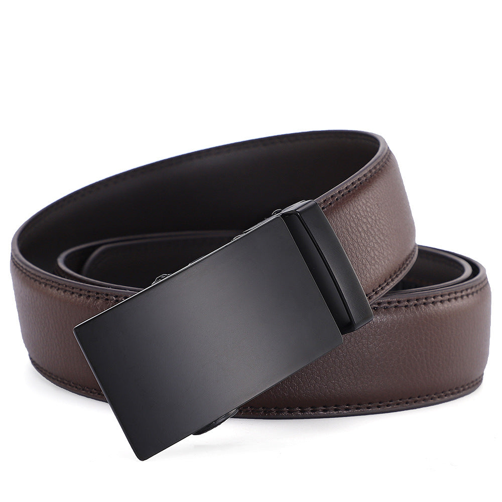 Men’s Genuine Cowhide Leather Belt – Automatic Alloy Buckle Business & Casual