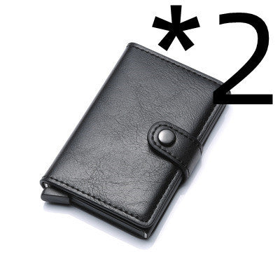 RFID Anti-Theft Vintage Wallet – PU Leather Card Holder with Aluminum Case & Pop-Up Design