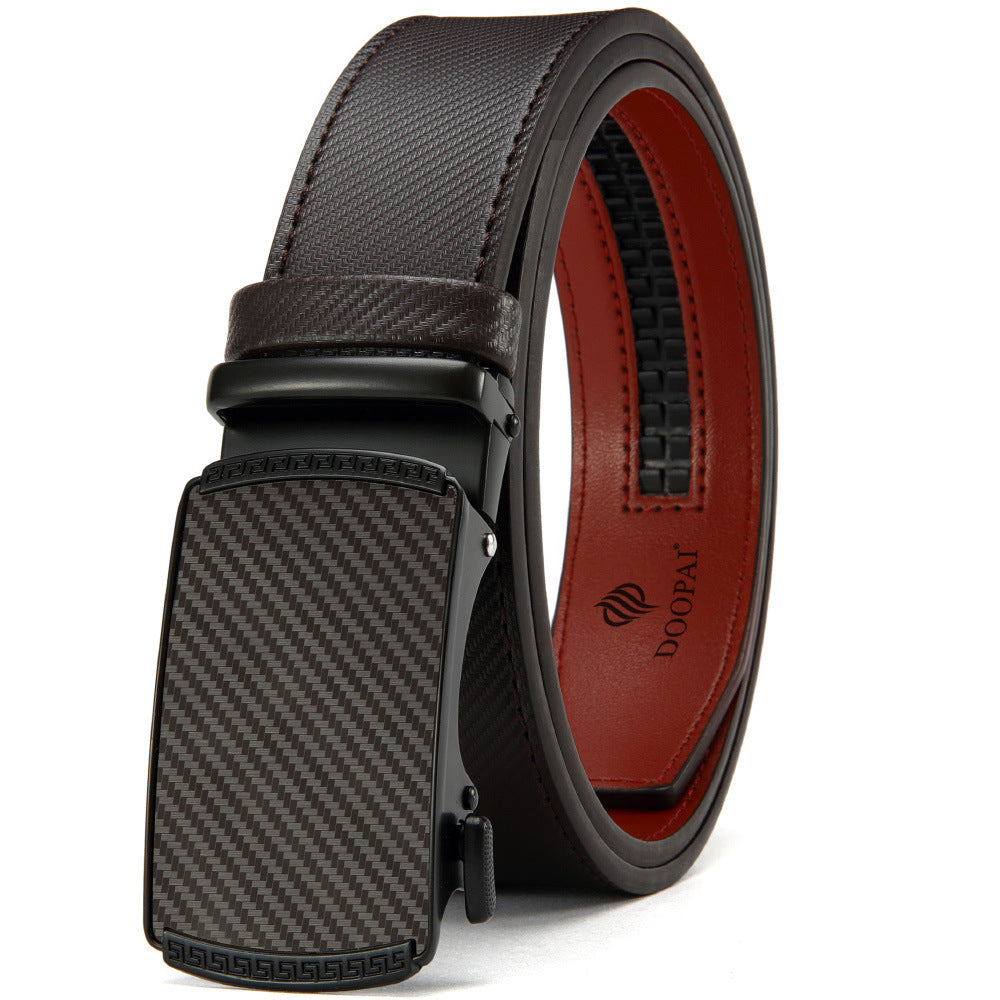 Men’s Genuine Leather Belt – Automatic Alloy Buckle Business & Casual