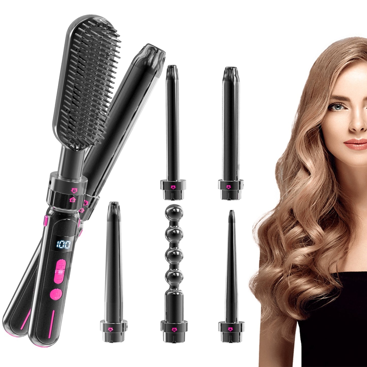 Ceramic Curling Iron & Hair Straightener – Dual-Use Curler Stick with Anti-Scald Design