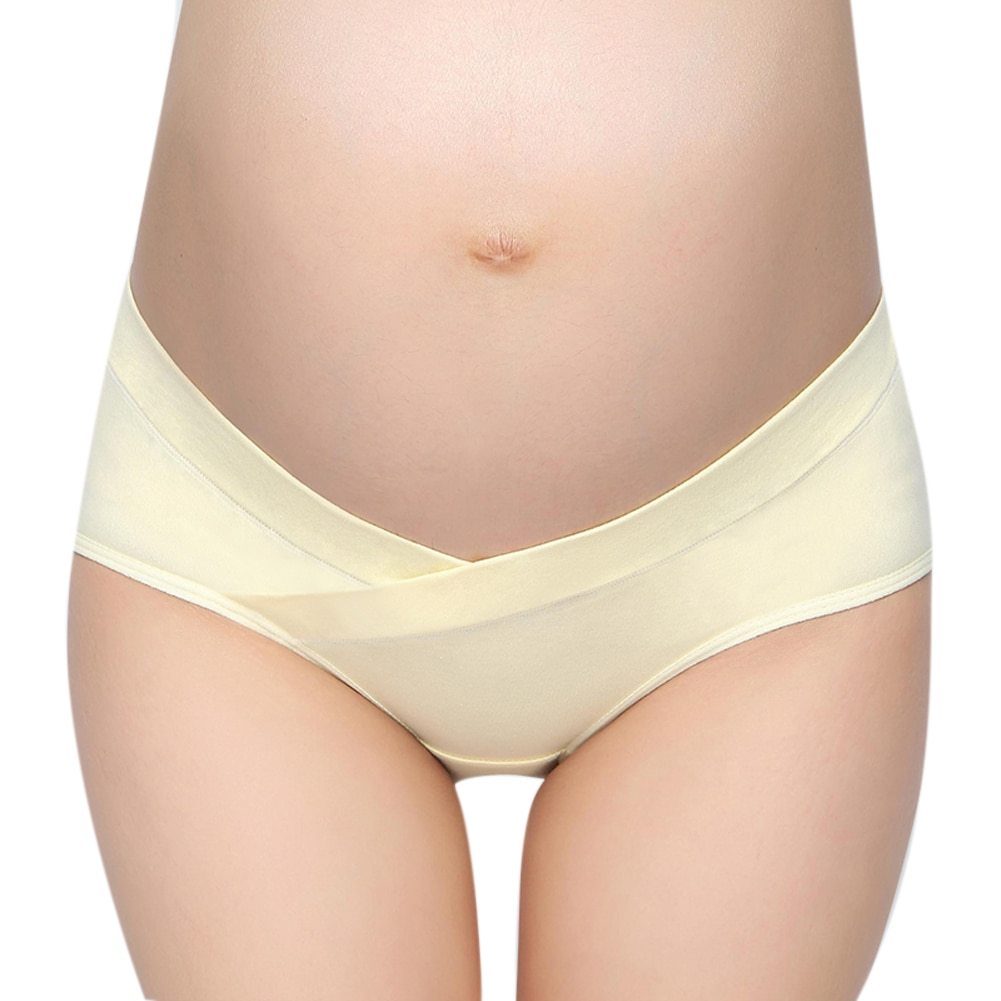 Soft Cotton Maternity Belly Support Panties – Breathable Low-Waist V-Shaped Pregnancy Underwear