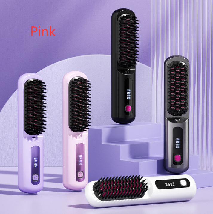 Wireless Anion Portable Straight Comb – Safe Hair Straightener Brush with USB Charging