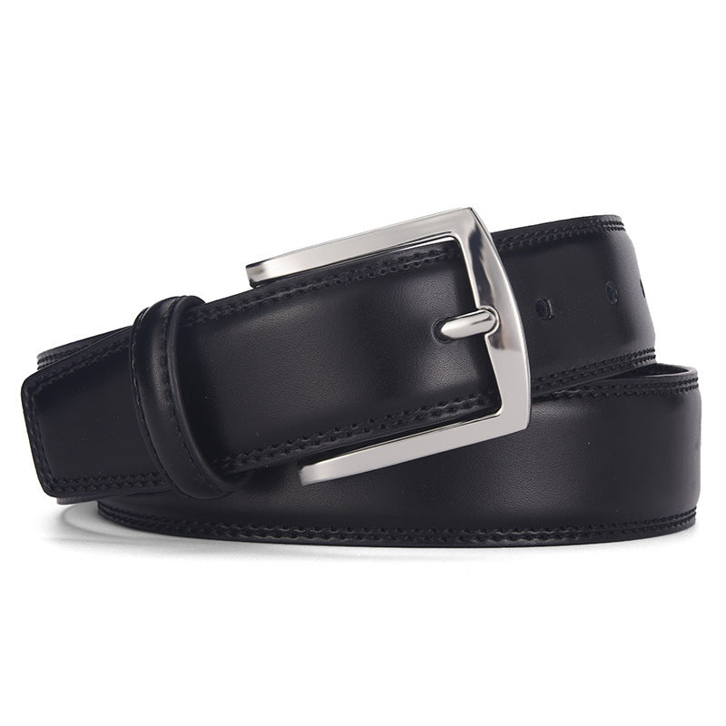 Men’s Genuine Leather Belt with Alloy Pin Buckle – Casual & Formal Wear