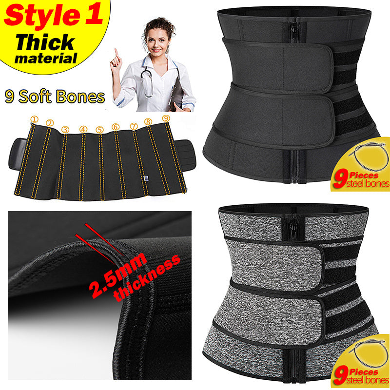 Tummy Sweat Shapewear Bodysuit for Women – Waist Trainer Slimming Corset with 2-3 Belts