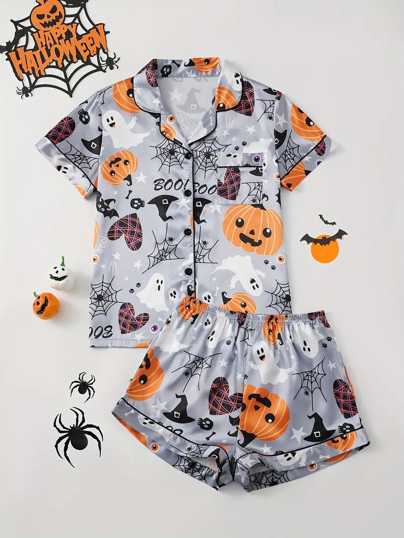 Women’s Summer Pajamas Set – Short Sleeve Cardigan Loungewear with Shorts