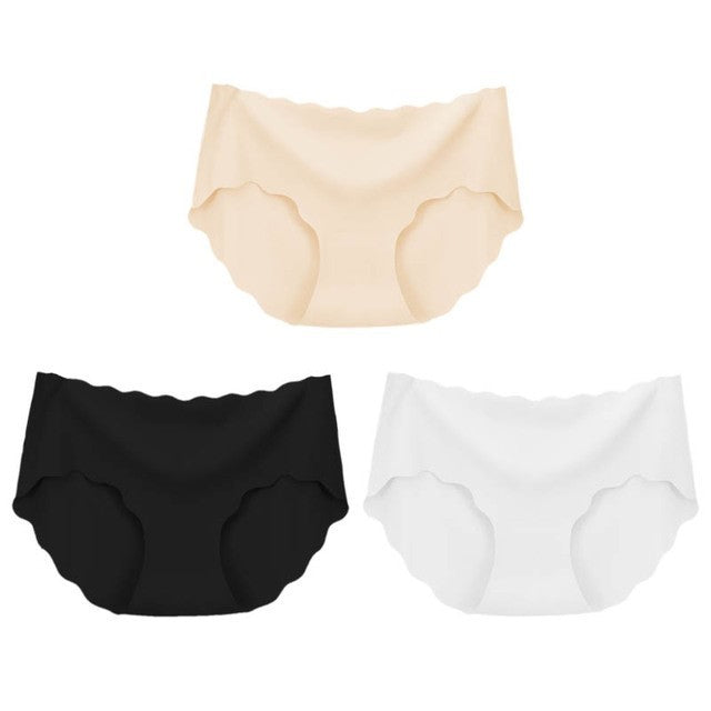 3Pcs Women’s High-Waist Seamless Silk Panties – Soft Breathable Lingerie Set