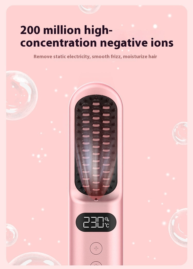 Portable Anion Straight Comb – Wireless Negative Ion Hair Straightener Brush for Students & Office Workers