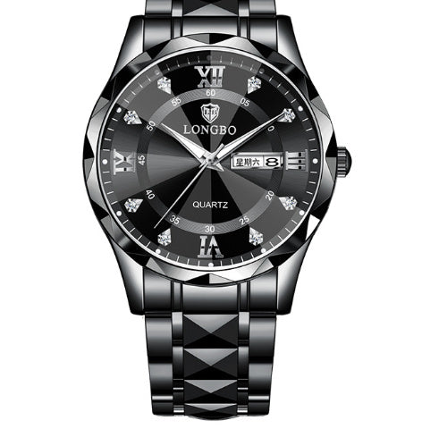 Waterproof Luminous Dual Calendar Watch – Men’s Business Stainless Steel Wristwatch