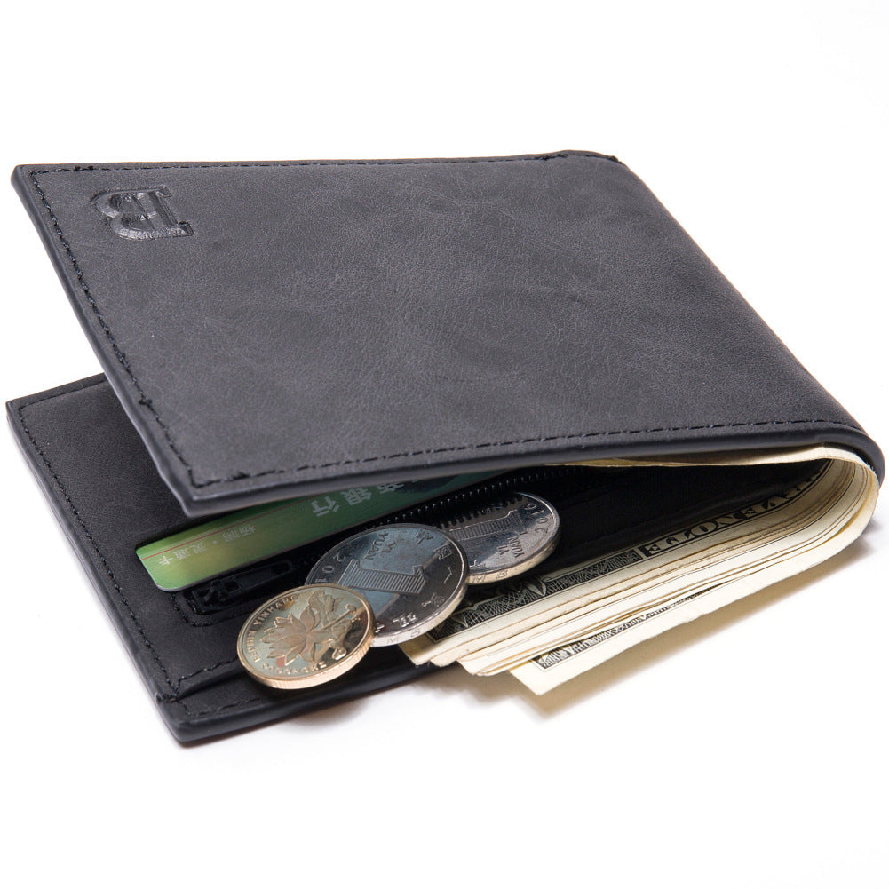 Fashion Men’s Wallet – Slim PU Leather Money Clip Wallet with Coin Pocket, Zipper & Card Holder