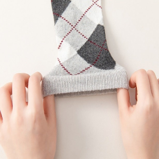 Wool Lined Socks – Check Pattern Warm Anti-Bacterial Deodorant Winter Socks (5 Pairs)