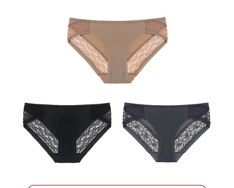 One-Piece Ice Silk & Lace Low-Waist Women’s Underwear – Sexy, Breathable & Comfortable Panties