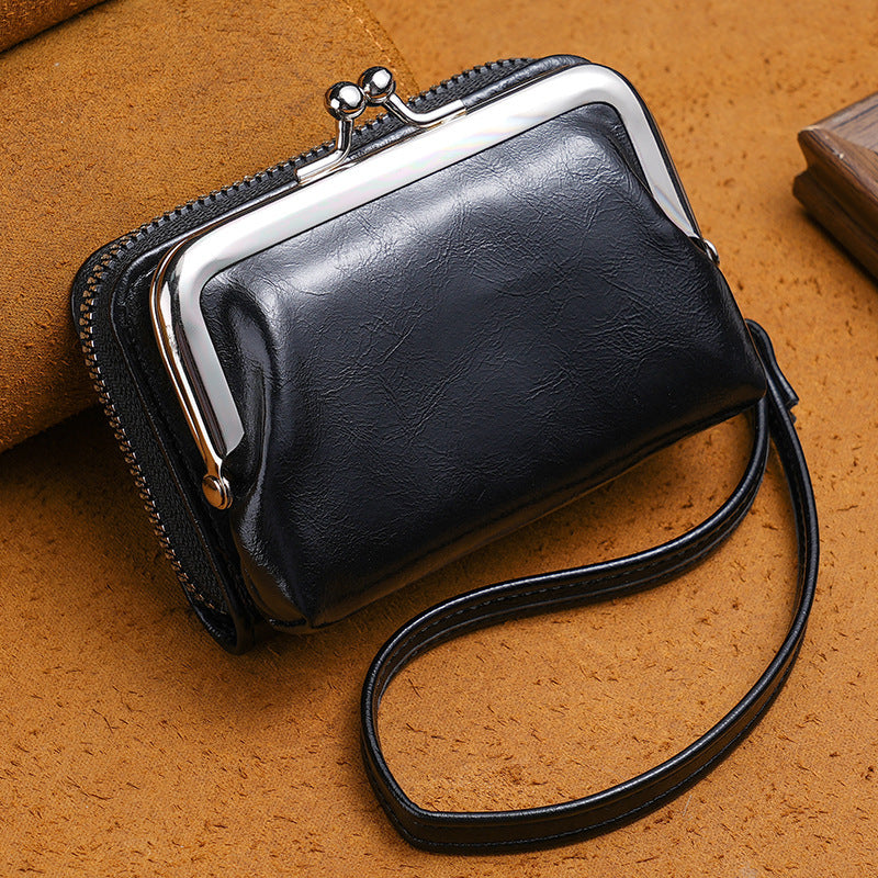 Ladies’ Buckle Coin Purse – 4-Inch Retro Clip Small Wallet