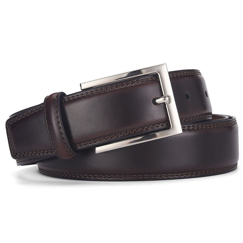 Men’s Genuine Leather Belt with Alloy Pin Buckle – Casual & Formal Wear